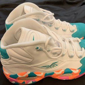Allen Iverson Reebok Question Mid White Noise Teal Pink Men Size 11